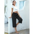 thumbnail image 6 of Women's Capri Yoga Pants Wide Leg Yoga Pants High Waisted Side Slit Joggers Casual Loose Lounge Sweatpants with Pockets, 6 of 7
