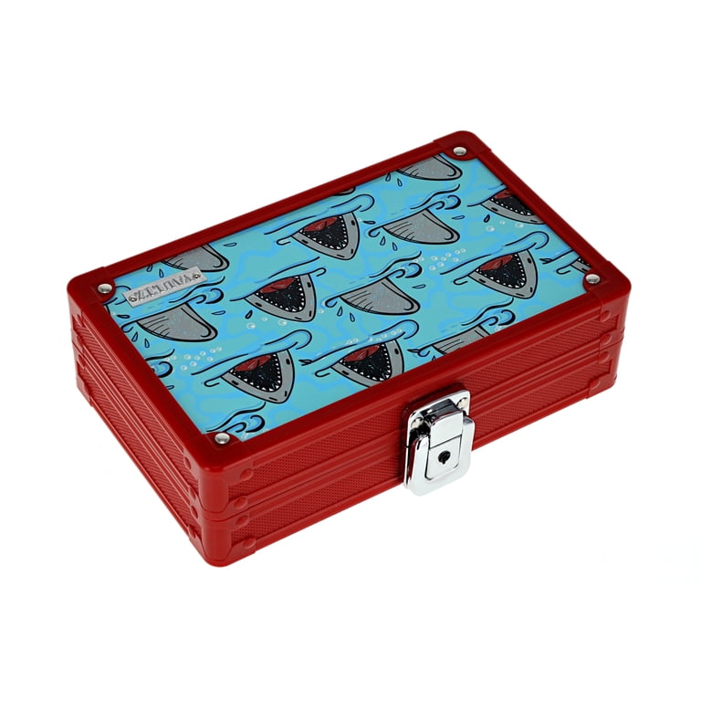 Vaultz Locking Pencil Box Sharks Box with Key Lock for Elementary