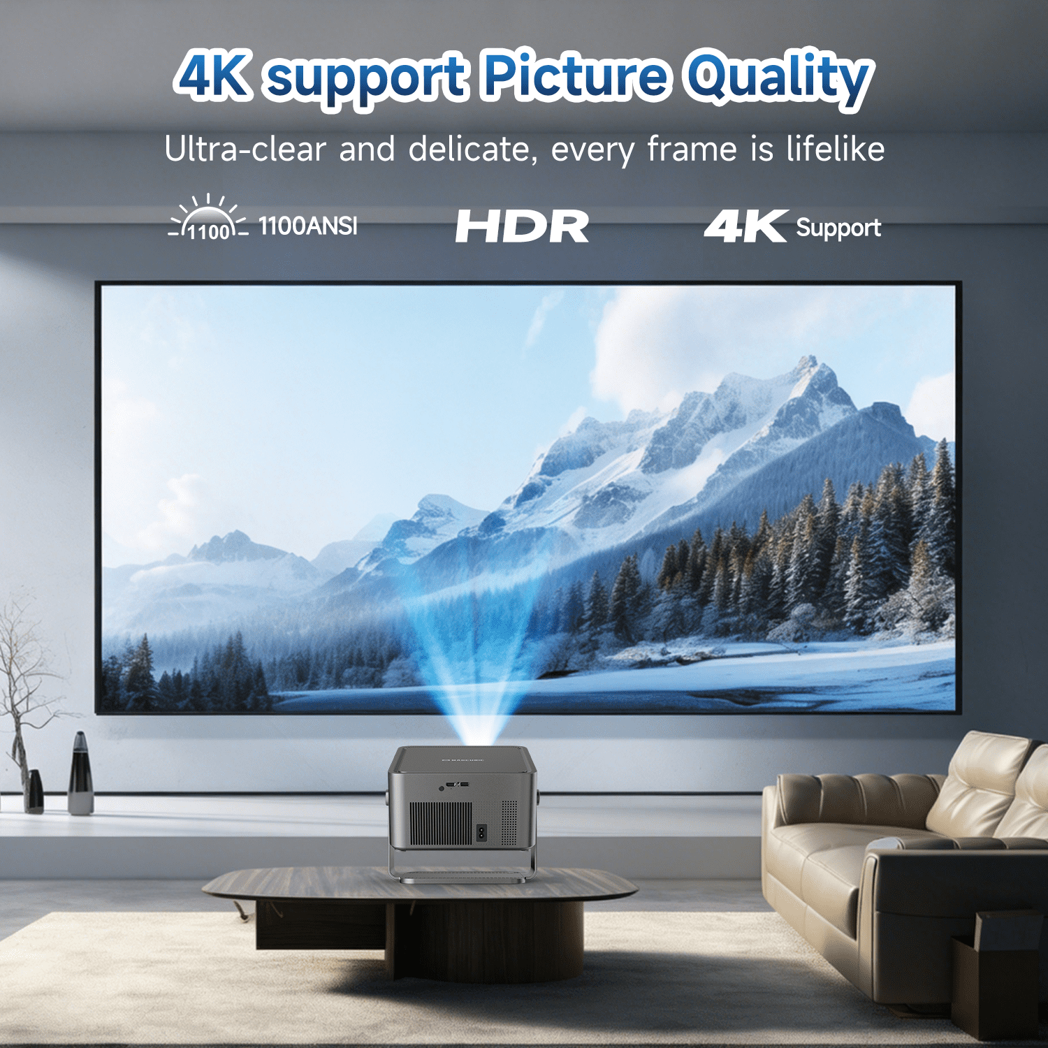 [1100 ANSI & Built-in TV] Magcubic Portable Projector 1080P Native with Auto Focus, Auto Keystone Correction, WiFi & Bluetooth,  Built-in Streaming TV Stick, Supports 4K HDR10, Ideal for Home Theater