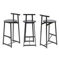 thumbnail image 3 of 27''H Wooden Barstool Set of 3, Round Counter Stools with Footrest, Modern Black Kitchen Bar Chairs for Kitchen Island Dining Pub, 3 of 9