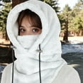 thumbnail image 4 of Women's Faux Shearling Hooded Scarf with Adjustable Drawstrings and Extended Neck Coverage-Light Gray, 4 of 7