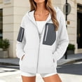 thumbnail image 4 of HomeDM Sweatshirt for Women Long Sleeve Full-Zip Hooded with Pocket Color Block Casual Outerwear, 4 of 8
