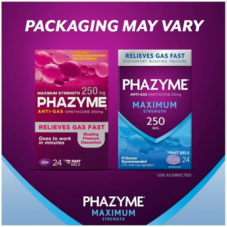 Phazyme Maximum strength gas relief 250 mg softgels, 24 ct