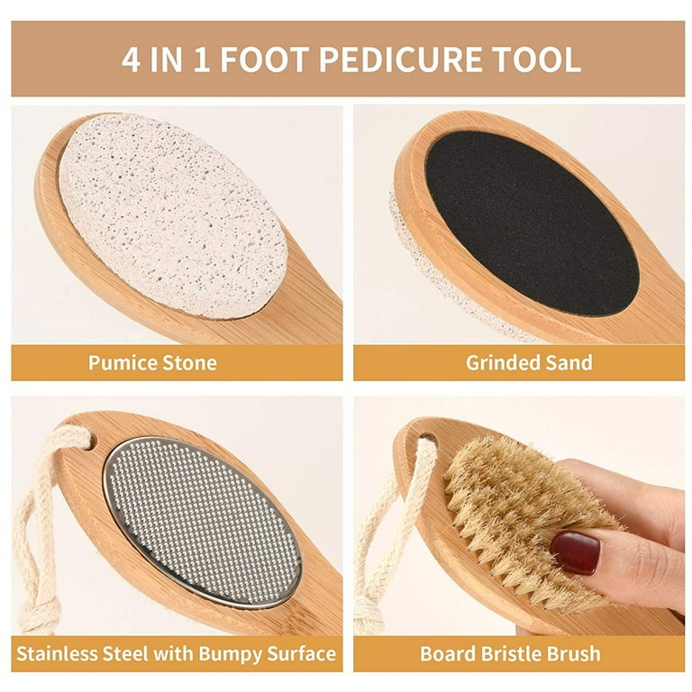 Pedicure Tools Pedicure Foot File 4 In 1 Foot Wand Foot Care Tool Foot File  Reducer Pumice Nail Brush Heel Scraper Nail Scrubber Metal Spatula For Home