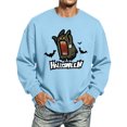 thumbnail image 5 of Men's Halloween Sweatshirt Funny Pumpkin Ghost Print Casual Long Sleeve Spooky Pullover Sweatshirts Fall Winter Stylish Comfort Tee Shirts Sky Blue M, 5 of 6