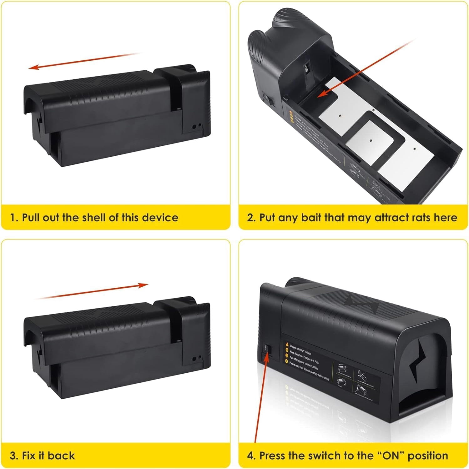 Electric Mouse Trap Zapper, High-Voltage Rodent Killer with Anti-Escape Door, Rechargeable & Washable, Fast Humane Kill for Attic, Kitchen, Garage, No-Touch Disposal