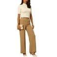 thumbnail image 2 of INSPIRE CHIC Women's Mock Neck Blouse Half Sleeve Basic Knitted Tops 2XL Beige, 2 of 5