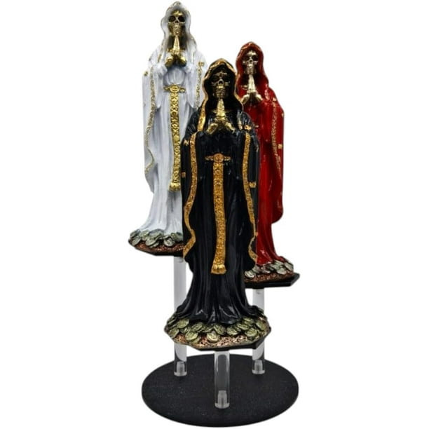 MORÍN Imágenes |Altar de Santa Muerte, blanco, negro y rojo con detalles dorados
