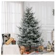 thumbnail image 2 of 7.5 FT Artificial Christmas Tree, Flocked Hinged Xmas Tree with 1218 Tips, Steel Base, Auto Open, Green, 2 of 9
