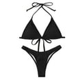 thumbnail image 2 of Sonducket Tankini sin mangas de 2 piezas de Color sólido, traje de baño Sexy de cintura alta con abertura, traje de baño para fiesta en la piscina, Ropa interior Negro S Sonducket AP010457-07, 2 of 6