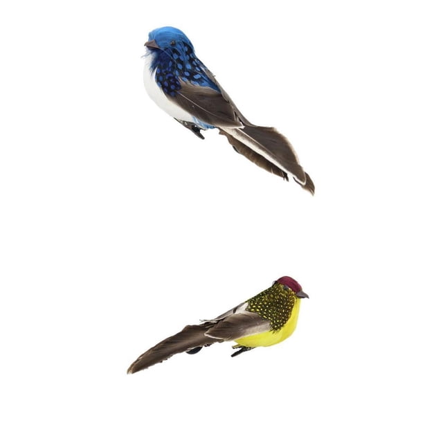 Clip de pájaro gorrión con plumas artificiales de 2 piezas, pájaro falso Spadger