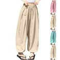 thumbnail image 1 of Wlynlyn Pantalons de Jogging pour Filles à Cordon, Taille Haute, Amples, Légers, d'Été, Bas Resserré, 4-5 Ans, 1 of 7