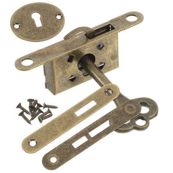 ROSENICE 1 Set Golden Hidden Drawer Lock Jewelry Box with Door Lock With Key 2.24X1.02X0.39in