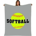 thumbnail image 2 of Blanket Softball Baseball in Grey Throw Blanket Ultra Soft Velvet Blanket Lightweight Bed Blanket Quilt Durable Home Decor Fleece Blanket Sofa Blanket Luxurious Carpet for Men Women Kids, 2 of 6