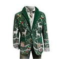 thumbnail image 6 of Qepwscx Men Xmas Jacket Ugly Christma Suits Long Sleeve Red Novelted Pixel Reindeer Button Blazer Two Button Wedding Office Sport Coat Business Prom Plus Size Blazer S-4X, 6 of 7