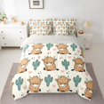 thumbnail image 2 of Homewish Cartoon Rustic Cow Bedding Comforter Set 7 Pieces, Green Cactus Botanical Full Bedding Set, Kawaii Love Heart Reversible Fitted Sheet Flat Sheet, Super Cozy Room Decor, 2 of 7