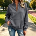 thumbnail image 2 of TZZQ Women Quarter Zip Pullover Sweatshirt Oversized Loose Fit Athletic Sweatshirt Casual Fashion Stand Collar Long Sleeve Pullover Hoodie Comfy Trendy Plus Size Relaxed Fit Sports Shirts Grey S, 2 of 8