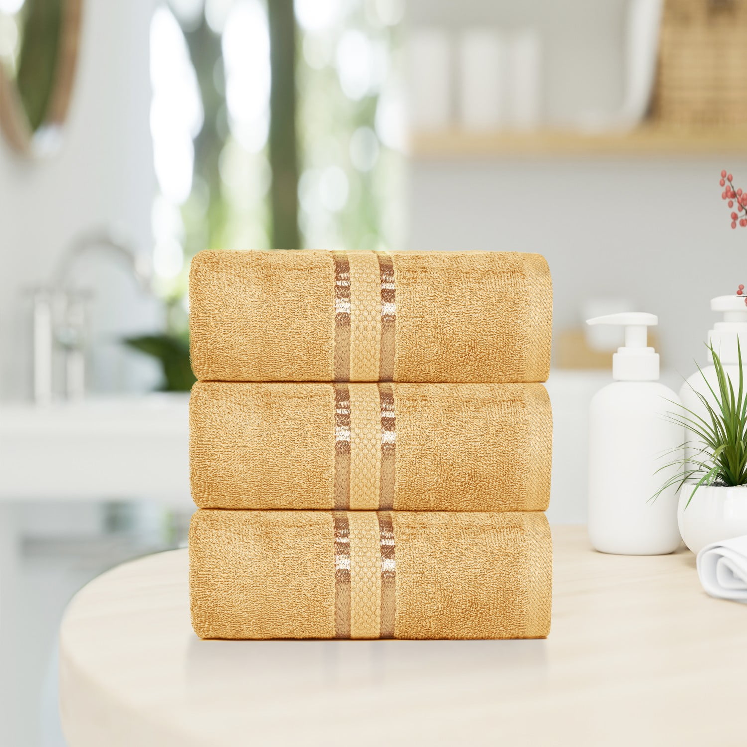 Dewalls Maisons 3-Pack Large Bath Towels, 100% Cotton 27x54 Inches, Quick Drying, Super Absorbent, Perfect for Daily Use, Bathroom & Hotel - Beige Color