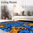 thumbnail image 2 of ODIKA 8'x10' Machine Washable Non-Slip Area Rug, Animal Playtime with Expressive Jungle Creature Illustrations High Traffic Rug, Blue, 723398, 2 of 7