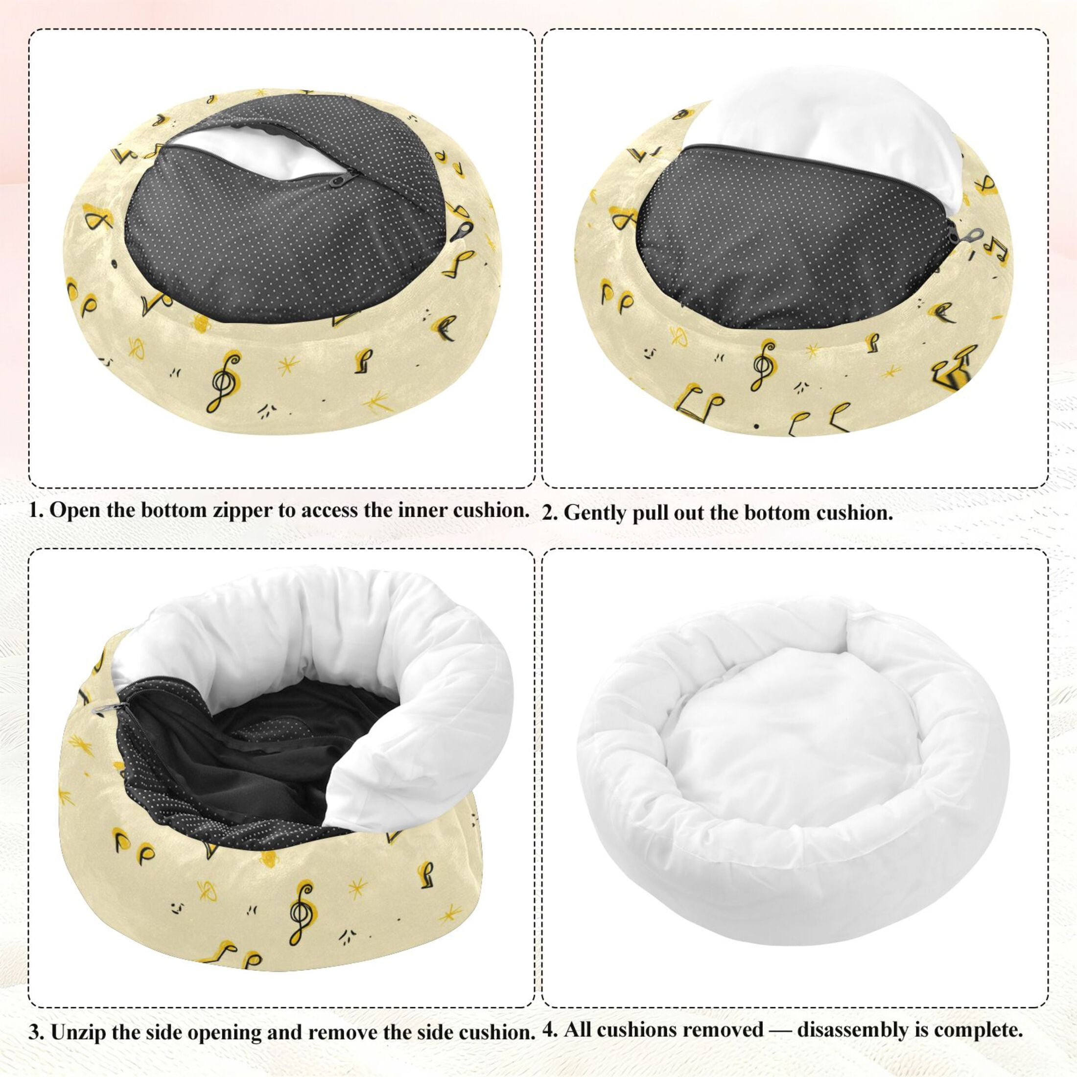 Iauyy Pet Couch Donut Cat Bed for Indoor Cats/Small Dogs Washable & Machine with Non-slip Bottom Calming Cat Furniture, Yellow and Bright (XS)