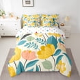 thumbnail image 2 of Castle Fairy Teens Children Yellow Flower 7 Pieces Bedding Comforter Set,Spring Graden Full Bedding Set Lightweight,Chic Flower Fitted Sheet Flat Sheet,Luxury Bedroom Decor, 2 of 8