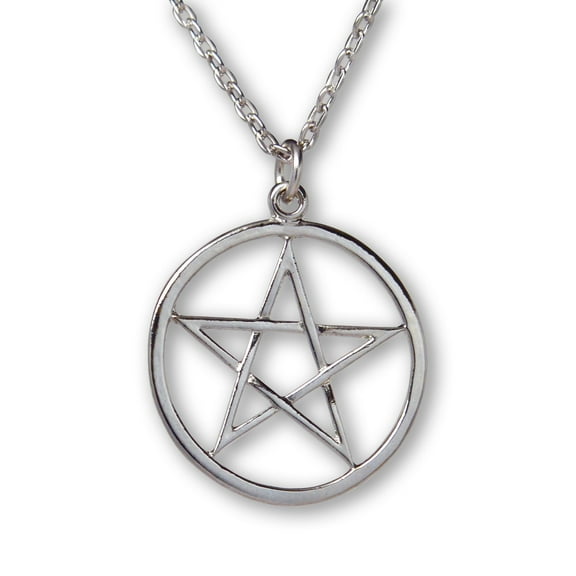 Pentacle Polished Silver Finish Medieval Renaissance Pendant Necklace by Real Metal NK-11