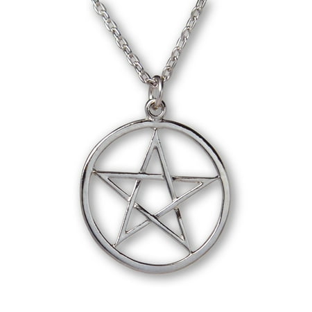 Pentacle Polished Silver Finish Medieval Renaissance Pendant Necklace by Real Metal NK-11