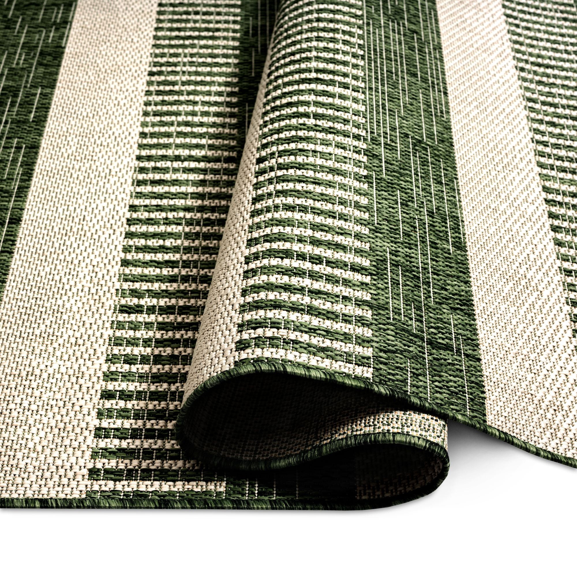 Nicole Miller New York Patio Country Charlotte Modern Striped Indoor/Outdoor Area Rug, Light Green/Ivory , 5'2"x7'2"