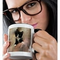 thumbnail image 2 of 3dRose, tuxedo kitten, 15oz Two-Tone Black Mug, 2 of 7