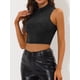 thumbnail image 2 of INSPIRE CHIC Camiseta sin mangas con cuello alto y purpurina para mujer Negro XS, 2 of 5
