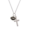 thumbnail image 2 of Delight Jewelry Silvertone Large Enamel Football Be Strong and Courageous Engraved Cross Zoey Necklace, 28", 2 of 4