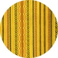 thumbnail image 1 of Ahgly Company Machine Washable Indoor Round Abstract Yellow Modern Area Rugs, 6' Round, 1 of 4