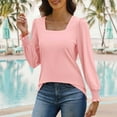 thumbnail image 3 of ZyeKqe Button down Shirts for Women 3/4 Length Sleeve Top Casual V Neck T Shirts Casual Loose Fitting Blouses, 3 of 5