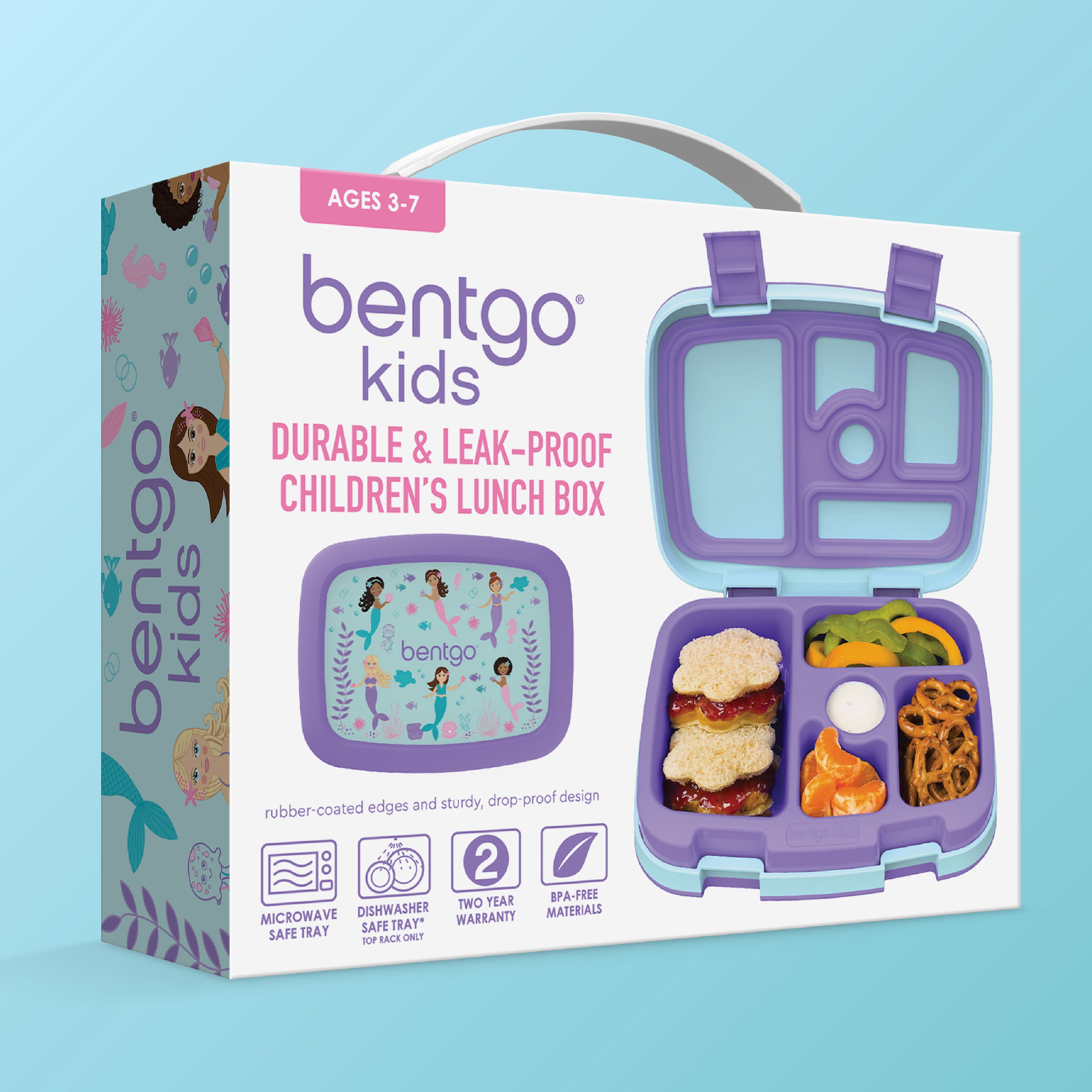 Bentgo Kids Prints Leak-Proof, 5-Compartment Bento-Style Kids Lunch Box - Ideal Portion Sizes for Ages 3-7, Durable, Drop-Proof, Dishwasher Safe, & Made with BPA-Free Materials (Sea Life)