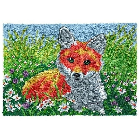 Latch Hook Rug Kits，Fox |  DIY Rug Carpet Needlework for Home Decoration Festival Gift，50×38cm/20*15in