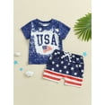 thumbnail image 4 of BemeyourBBs Toddler Baby Boy 4th of July Outfit Summer Patriot Fourth of July Clothes USA Letters Printed Short Sleeve T-Shirt Star Striped Shorts Set 2Pcs Independence Day Clothing, 4 of 9