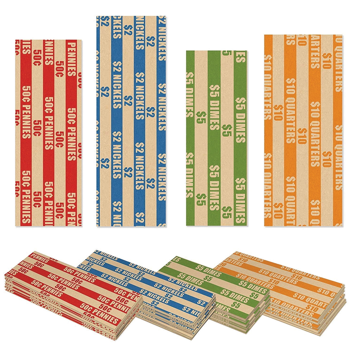 Nadex Coins NCS8-1040 300 Flat Standard Striped Coin Roll Wrappers for U.S. Coins