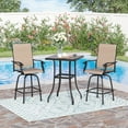 thumbnail image 3 of Sophia & William 2 Pcs Outdoor Swivel Metal Bar Stools Patio Height Textilene Chairs in Brown, 3 of 8