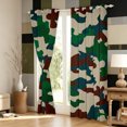 thumbnail image 3 of Manfei Minimalism Camouflage Blackout Curtains, Countryside Camo Window Curtains Pack of 2 (38x45 Each), Green Beige, 3 of 6
