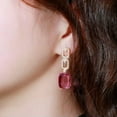 thumbnail image 4 of Elegant Fuchsia CZ Square Geometric Dangle Earring Costume 925 Silver Jewelry, 4 of 9