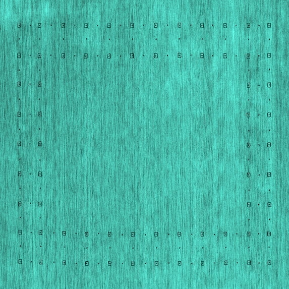 Ahgly Company Machine Washable Indoor Square Abstract Turquoise Blue Contemporary Area Rugs, 4' Square