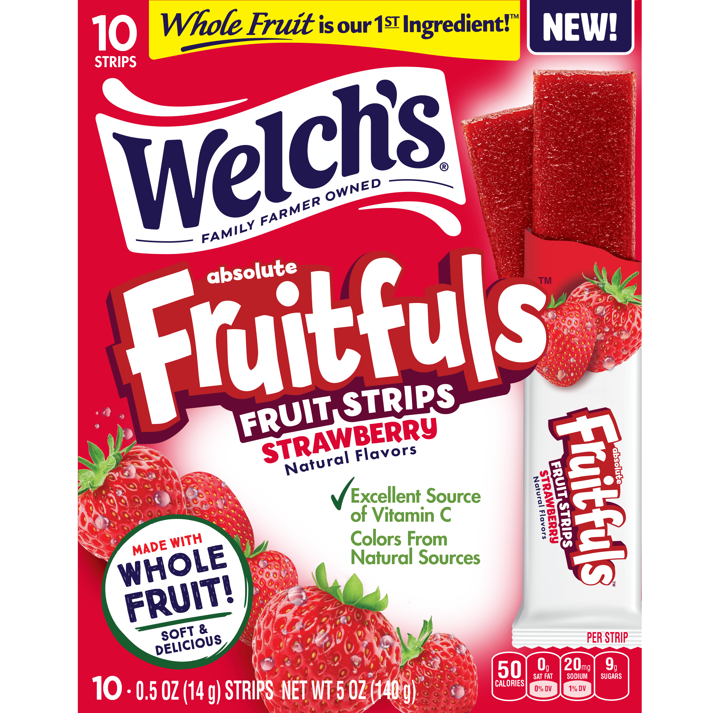 (3 pack) Welch's Fruitfuls Strawberry Soft Fruit Strips, .5 oz (10 pack)