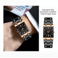 thumbnail image 2 of Reloj de Cuarzo Cuadrado para Hombre, Correa de Acero Inoxidable, Indicador de Fecha, 30 M Resistente Al Agua, Reloj de Pulsera de Negocios para Hombre, 2 of 6