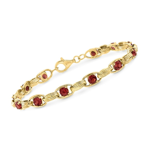 Ross-Simons 3.40 ct. t.w. Garnet Oval-Link Bracelet in 14kt Yellow Gold, Women's, Adult