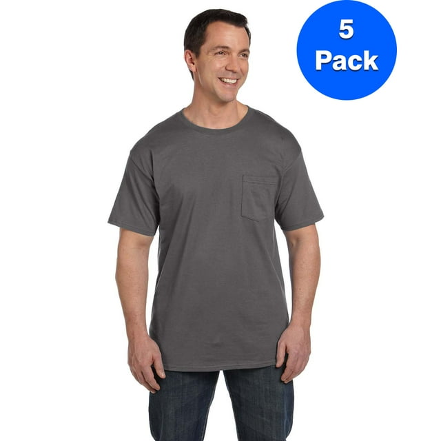Hanes Men's Beefy-T avec Poche - 5190P (Lot de 5)