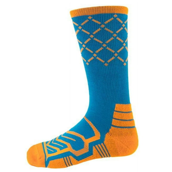 Brybelly SSOC-007L Basketball Compression Socks, Blue & Orange - Large