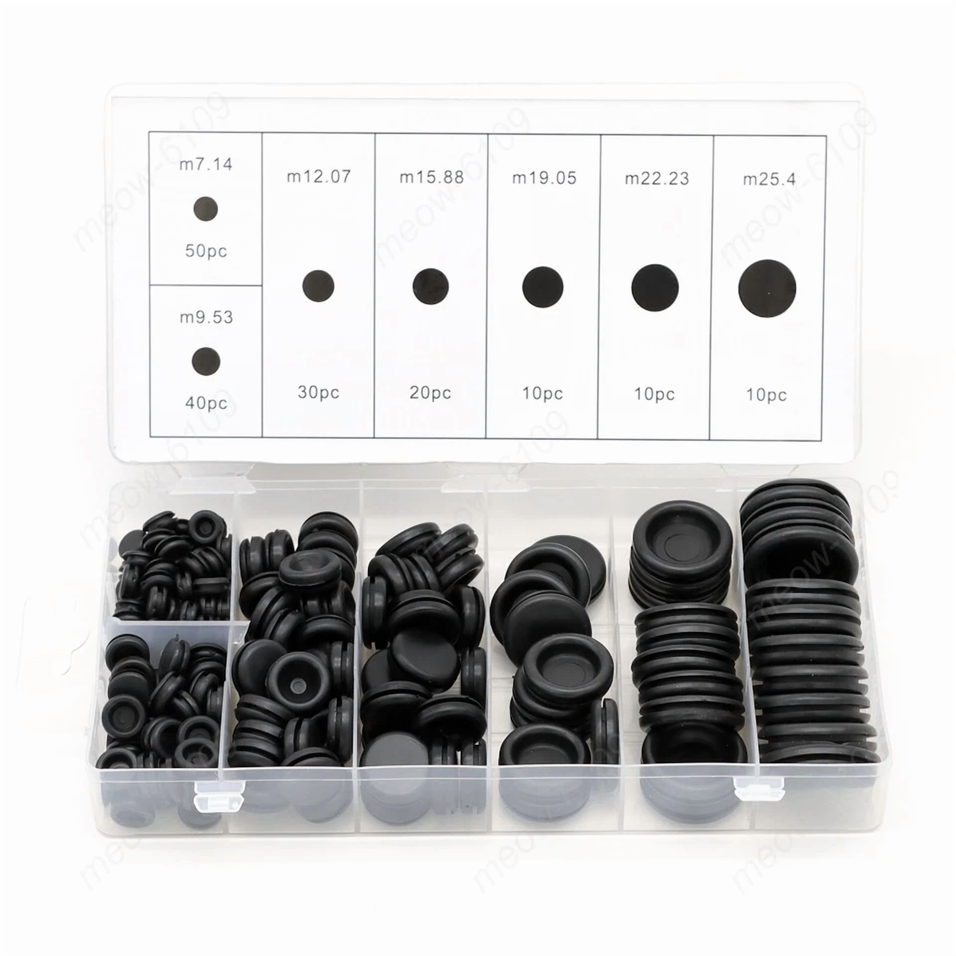 CIRCLE- 170Pc Rubber Grommet Electrical Wiring Firewall Hole Plug Gasket Assortment Kit