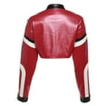 thumbnail image 6 of Womens Jackets Trendy Color Blocked Embroidered Motorcycle Slim Fit Faux Leather Cropped Lightweight Fall Winter Women'S Coats,Red,M, 6 of 9