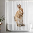 thumbnail image 5 of Funny Bunny Small Stall Shower Curtain, Waterproof Shower Curtains for Bathroom, Cute Art Fun Lovely Animals on Toilets Washable Fabric Bath Curtain for Bathtub Decoration with Hooks 36x78 Inches, 5 of 9