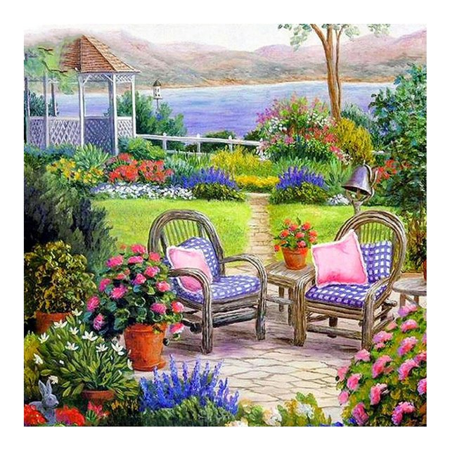 Kits de pintura de diamantes 5D DIY Taladro cuadrado completo Sillas de jardín Imagen de mosaico Tmvgtek Oficina Multiescena Multifunción